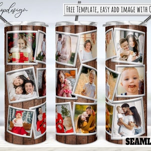 12 Foto Fotolijstjes, Houtnerf Tumbler, 20 Oz Tumbler, Skinny Tumbler, Sublimatie Graphics, Digitale Download, Volledige Wrap, Png Design