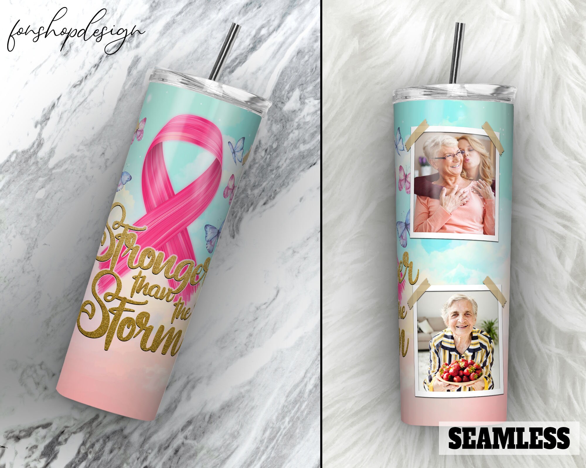 Breast Cancer Awareness Photo Frame 20oz Skinny Tapered & Straight ...