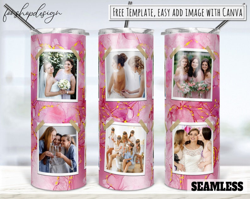 Pink Glitter Alcohol Ink Photo Frame 20oz Skinny Tapered & Etsy