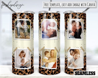 Ontwerp beker met luipaardfotocollage, 20 oz mager (digitale download)