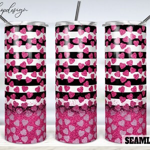 Liebe Valentinstag Nahtlose 20oz Skinny Tapered & Straight Tumbler Sublimation, Grafik Digital Design Full Tumbler Wrap Png Download