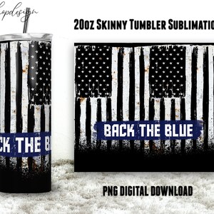 Back the blue thin line police officer rustic shabby