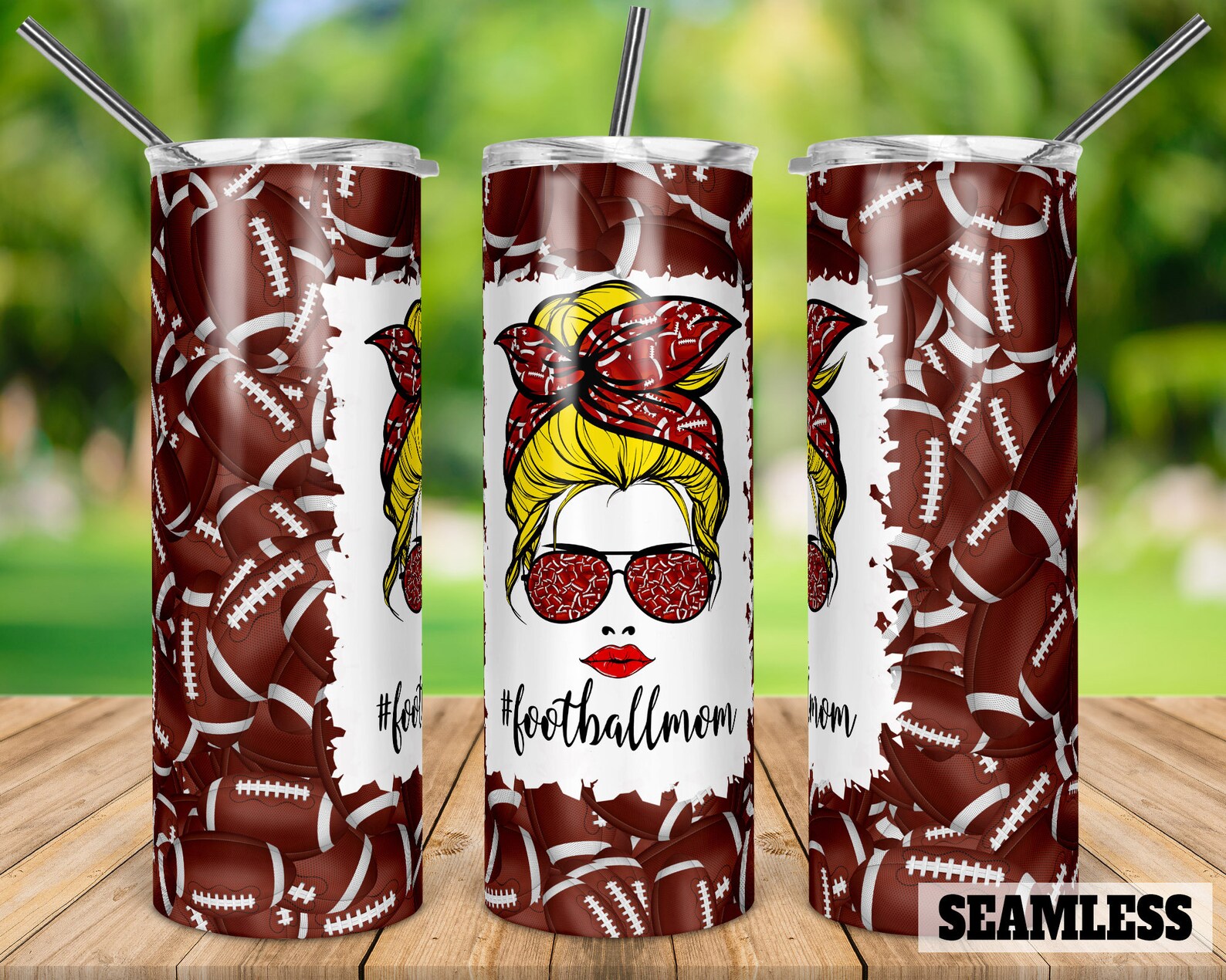 Football Mom Seamless 20oz Skinny Tapered & Straight Tumbler Etsy