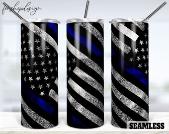 Tillbaka Den blå polismannen sömlös 20oz smal avsmalnande och rak tumbler sublimering, vattenrutschkana digital design full tumbler wrap png