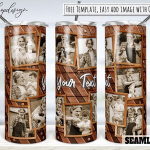 Houtnerf Carve Picture Photo Frame Tumbler, 20 Oz Tumbler, Skinny Tumbler, Sublimatie Graphics, Digitale Download, Volledige Wrap, Png Design