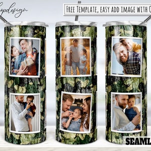 Camouflage houtnerf fotolijst Tumbler, 20 Oz Tumbler, Skinny Tumbler, taps & recht, sublimatie graphics, digitale download
