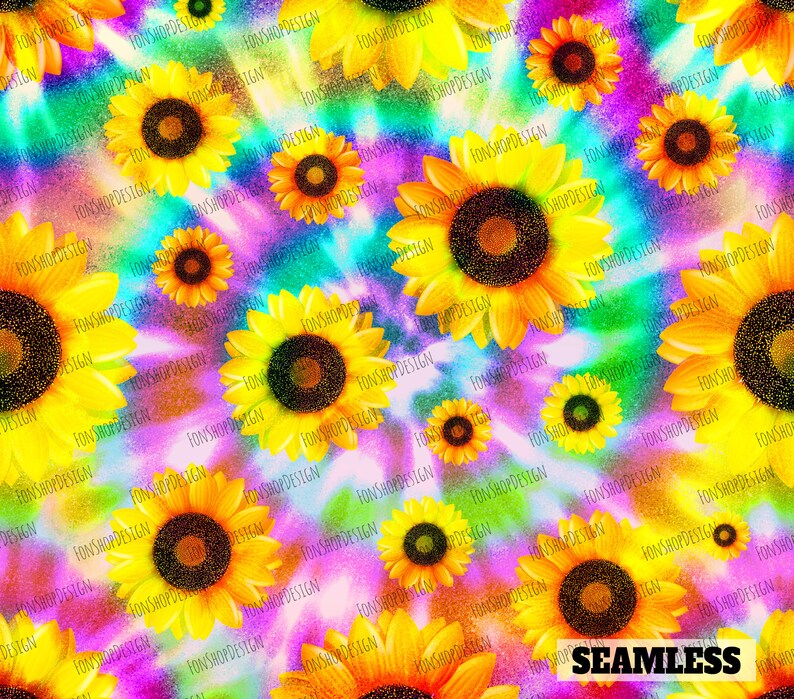 Tie Dye Sunflower Seamless 20oz Skinny Tapered & Straight Etsy