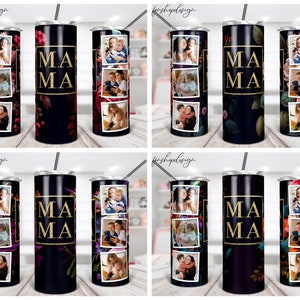 Bicchiere Mama Florals, cornice per foto, bicchiere sottile da 20 Oz, affusolato e dritto, grafica a sublimazione, download digitale, design Png avvolgente
