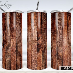Grano de madera rústica sin costuras 20oz Skinny Tapered & Straight Tumbler Sublimation, Waterslide Digital Design Full Tumbler Wrap Digitals Descargar