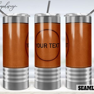 Leder Reise Nahtlos Becher, 20 Oz Becher, Skinny Becher, Tapered & Gerade, Sublimation Grafik, Digitaler Download, Wrap Png Design