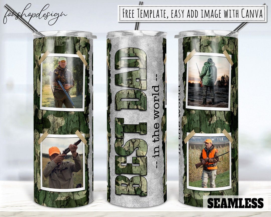 Best Dad in the World Camouflage Photo Frame Tumbler, 20 Oz Tumbler, Skinny Tumbler,tapered ...