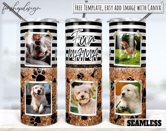 Fur Mama Seamless Photo Frame 20oz Skinny Tapered & Straight Tumbler Sublimation, Graphics Digital Design Full Tumbler Wrap Png Download