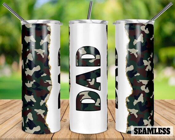 Dad Camo Green Camouflage Seamless 20oz Skinny Tapered & | Etsy