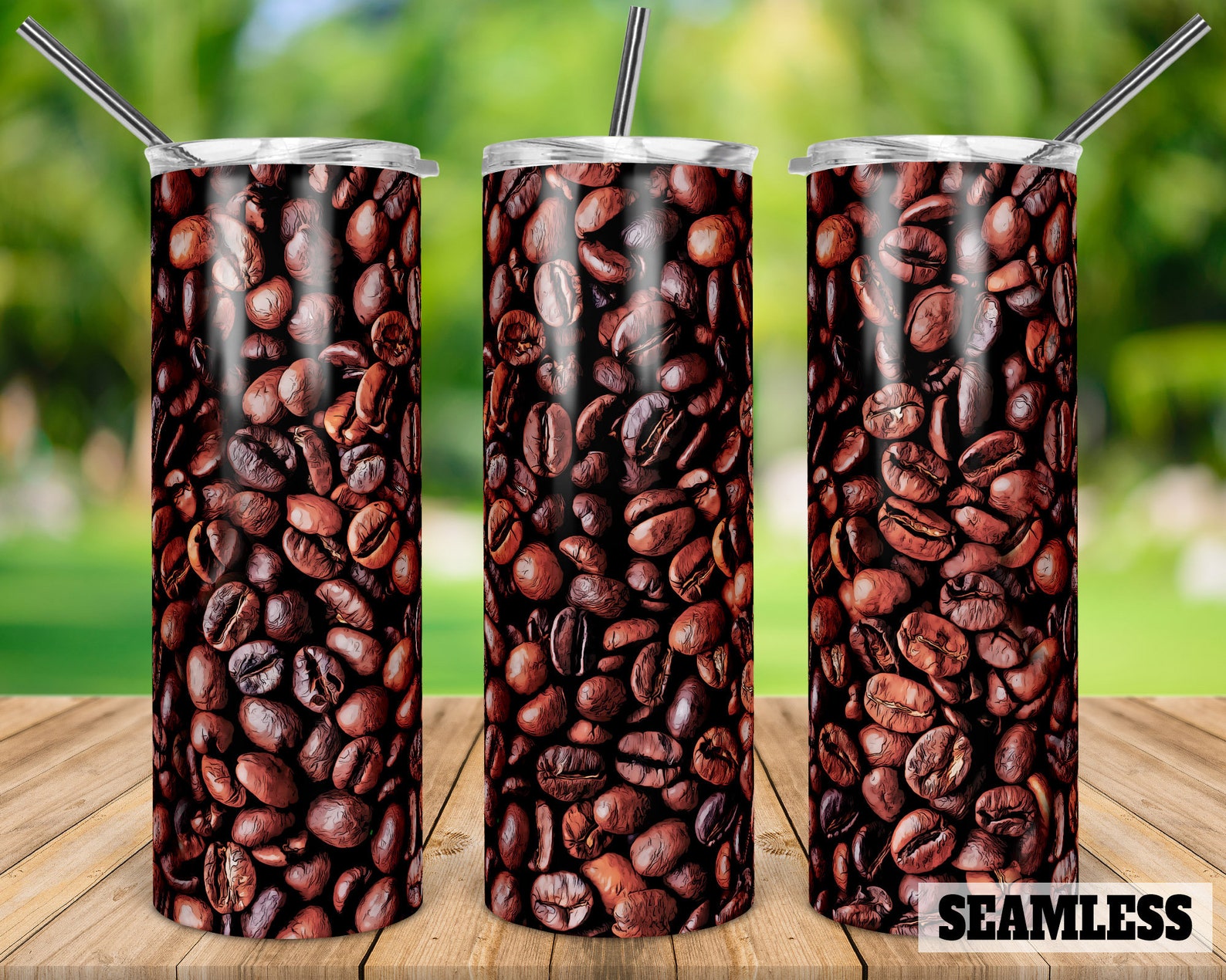 Coffee Beans Seamless 20oz Skinny Tapered & Straight Tumbler Etsy