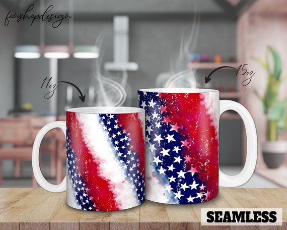 Red White and Blue Seamless 11oz & 15oz Coffee Mug Sublimation, Waterslide  Digital Design Full Mug Wrap Png Digitals Download - Etsy