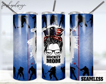 Hockey Mom Seamless Tumbler, 20 Oz Tumbler, Skinny Tumbler, Tapered & Straight, Sublimation Graphics, Digital Download, Wrap Png Designs