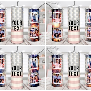 Vaso del Día de la Independencia de EE. UU., Marco de fotos, Vaso flaco de 20 oz, 4 de julio, Gráfico de sublimación, Descarga digital, Diseño Wrap Png