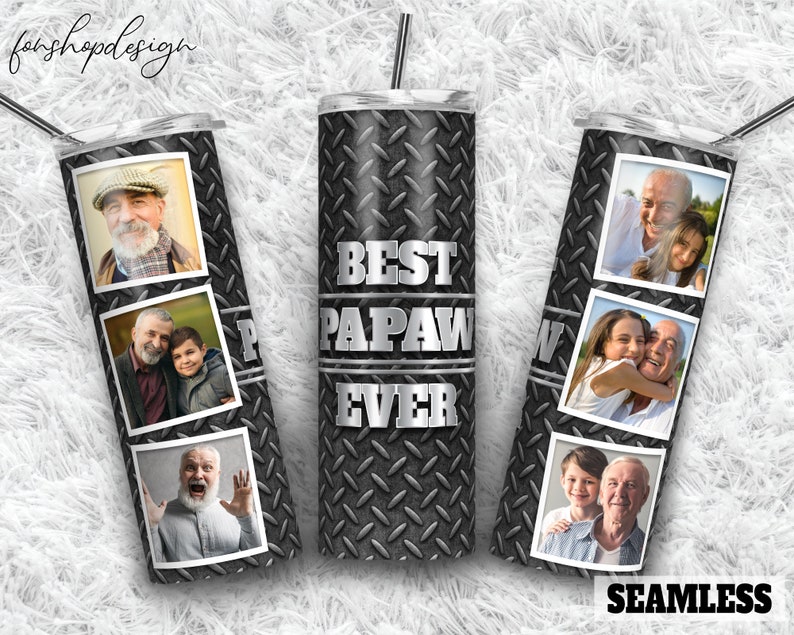 Best Papaw Ever Tumbler Picture Photo Frame 20oz Tumbler Etsy