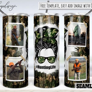 Hunting Life Fotorahmen Sublimation, 20 Unzen Becher, magerer Becher, konisch & gerade, Sublimationsgrafik, digitaler Download, Png-Designs