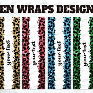 Leopard Glitter Pen Wrap File Set, Waterslide Or Printable Vinyl Png File, Pen Packaging, Epoxy Pens Wraps, Digital Design Instant Download