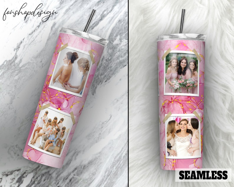 Pink Glitter Alcohol Ink Photo Frame 20oz Skinny Tapered & Etsy