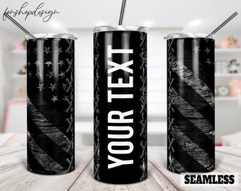 American Flag Matte Black Seamless Tumbler, 20 Oz Tumbler, Skinny Tumbler, Tapered & Straight, Sublimation Graphics, Png Digital Download