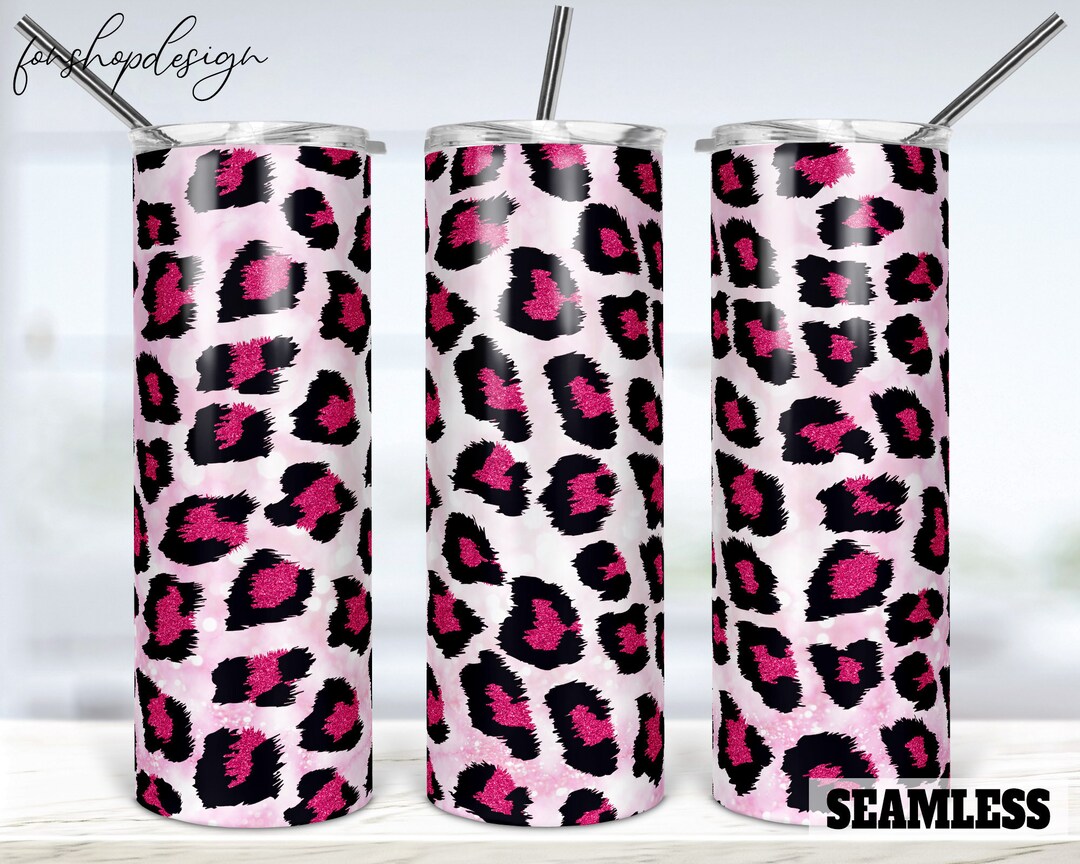 Pink Glitter Leopard Seamless Tumbler, 20 Oz Tumbler, Skinny Tumbler ...