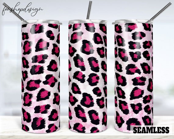 Pink Glitter Leopard Seamless Tumbler 20 Oz Tumbler Skinny - Etsy