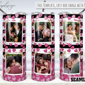 Liebe Valentinstag Fotorahmen 20 Unzen Skinny Tapered & Straight Tumbler Sublimation, Grafiken Digitales Design Full Tumbler Wrap Png Download
