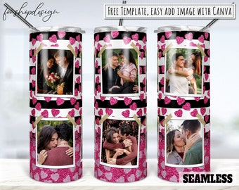 Love Valentines Day Photo Frame 20oz Skinny Tapered & Straight Tumbler Sublimation, Graphics Digital Design Full Tumbler Wrap Png Download
