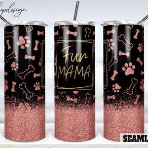 Fur Mama Seamless 20oz Skinny Tapered & Straight Tumbler Sublimation, Graphics Digital Design Full Tumbler Wrap Png Download