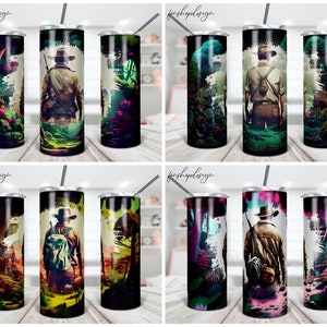 Mann Jäger im tiefen Wald Becher, 20 Unzen dünner Becher, Sublimationsgrafik, digitaler Download, Full Wrap, Png Design