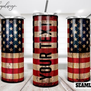 Amerikaanse vlag Tumbler, 20 Oz skinny tumbler, houten achtergrond, cadeau voor papa, sublimatie graphics, digitale download, volledige wrap, png ontwerp