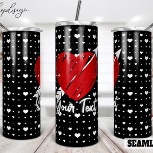 Valentinstag Becher, 20 Oz Becher, Herz Pfeil Sublimation, Schwarzer Hintergrund, Geburtstagsgeschenk, Digitaler Download, Wrap Design