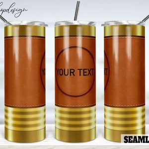 Leder Reise Nahtlos Becher, 20 Oz Becher, Skinny Becher, Tapered & Gerade, Sublimation Grafik, Digitaler Download, Wrap Png Design