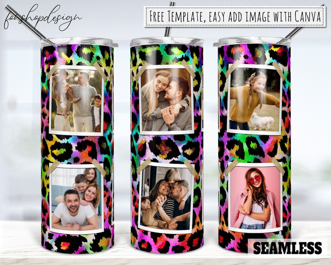 Tie Dye Leopard Photo Frame 20oz Skinny Tapered & Straight Tumbler ...