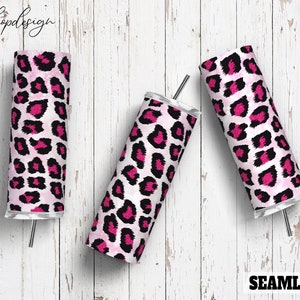 Pink Glitter Leopard Seamless Tumbler, 20 Oz Tumbler, Skinny Tumbler ...