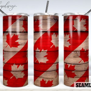 Canada Day Seamless 20oz Skinny Tapered & Straight Tumbler Sublimation, Waterslide Digital Design Full Tumbler Wrap Png Digitals Download