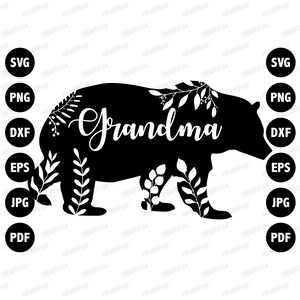 Grand-mère Bear Svg, Famille d’ours, Floral Grand-mère Ours Svg, Ours sauvage Svg, Né pour être sauvage Svg, Forest Svg, Svg Dire, Grizzly Bear Svg, Cricut