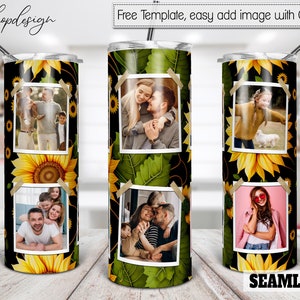 Bicchiere di girasoli occidentali, cornice per foto, bicchiere magro da 20 once, regalo di compleanno, grafica a sublimazione, download digitale, design Png avvolgente