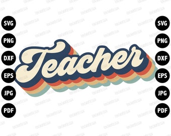 Retro Teacher SVG, Back To School Cut File (Digital Download)