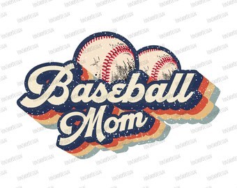 Retro Baseball Mom PNG, Sublimation Design (Digital Download)