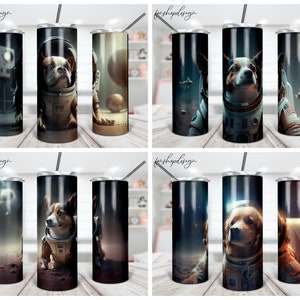 Dog Tumbler, 20 Oz Skinny Tumbler, Astronaut Suit, Outer Space, Birthday Gift, Sublimation Graphics, Digital Download, Full Wrap, Png Design