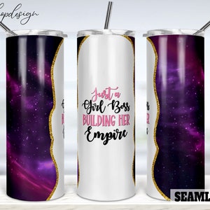 Gewoon een meisje baas bouwen van haar imperium Agaat Galaxy 20oz skinny taps toelopende en rechte tumbler sublimatie, waterglijbaan ontwerp volledige tumbler wrap