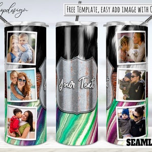 Cow Print and Agate Milky Way Tumbler, Photo Frame, 20 Oz Tumbler, Skinny Tumbler, Sublimation Graphics, Digital Download, Wrap Png Design
