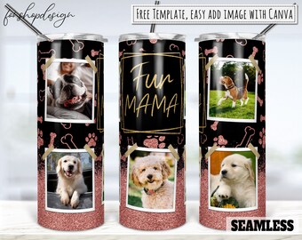 Fur Mama Seamless Photo Frame 20oz Skinny Tapered & Straight Tumbler Sublimation, Graphics Digital Design Full Tumbler Wrap Png Download