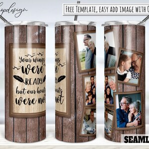 Memorial Wings waren klaar fotolijst 20oz skinny taps toelopende en rechte tuimelaar sublimatie, waterglijbaan digitaal ontwerp volledige tuimelaar wrap png