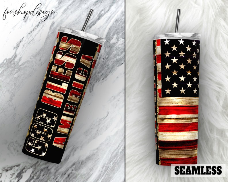 God bless america full tumbler wrap