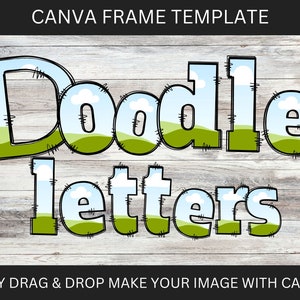 Letras de garabato, plantilla Canva, letras y números, letras del alfabeto de arrastrar y soltar, descarga digital, plantilla Canva fácil de usar