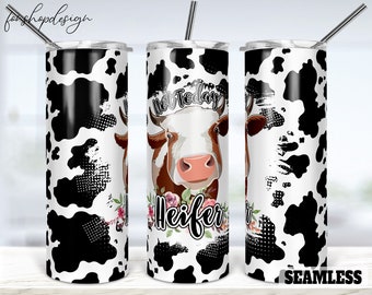 Not Today Heifer Seamless 20oz Skinny Tapered & Straight Tumbler Sublimation, Waterslide Digital Design Full Tumbler Wrap Png Download